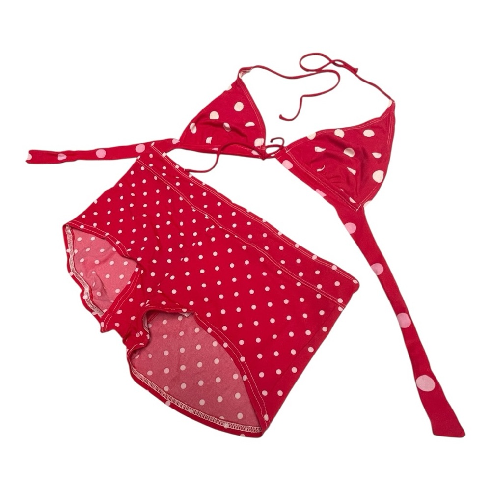 Chic Red Polka Dot Bikini Set